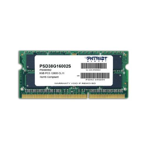  DDR3 8Gb 1600MHz Patriot PSD38G16002S RTL PC3-12800 CL11 SO-DIMM 204-pin 1.5 dual rank Ret (PSD38G16002S)
