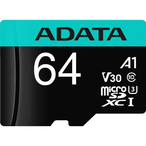   microSDXC 64GB A-Data AUSDX64GUI3V30SA2-RA1 Premier Pro + adapter (AUSDX64GUI3V30SA2-RA1)