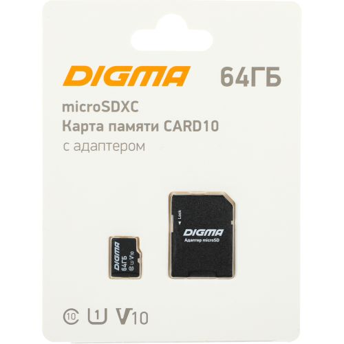   microSDXC 64GB Digma CARD10 V10 + adapter (DGFCA064A01)