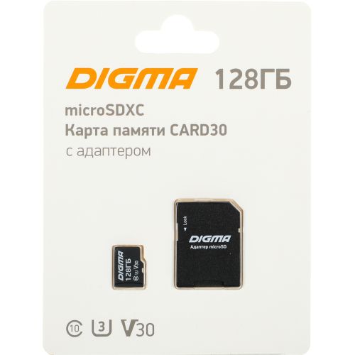  microSDXC 128GB Digma CARD30 V30 + adapter (DGFCA128A03)