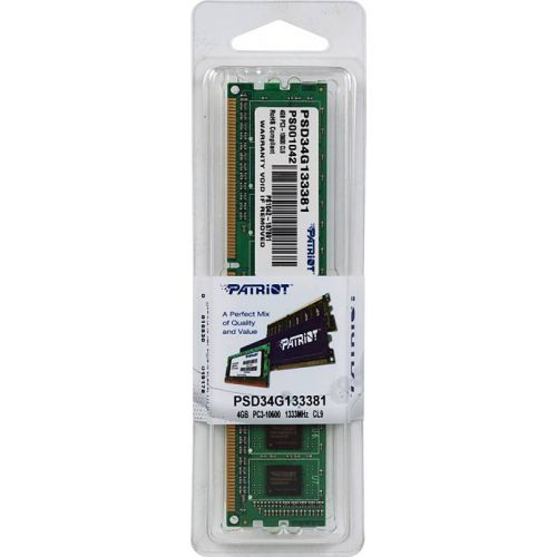  DDR3 4Gb 1333MHz Patriot PSD34G133381 RTL PC3-10600 CL9 DIMM 240-pin 1.5 single rank Ret (PSD34G133381)
