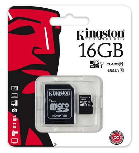   microSDHC 16Gb Class10 Kingston SDC10G2/16GB + adapter (SDC10G2/16GB)